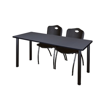 Kee Rectangle Tables > Training Tables > Kee Table & Chair Sets, 72 W, 24 L, 29 H, Grey MT7224GYBPBK47BK